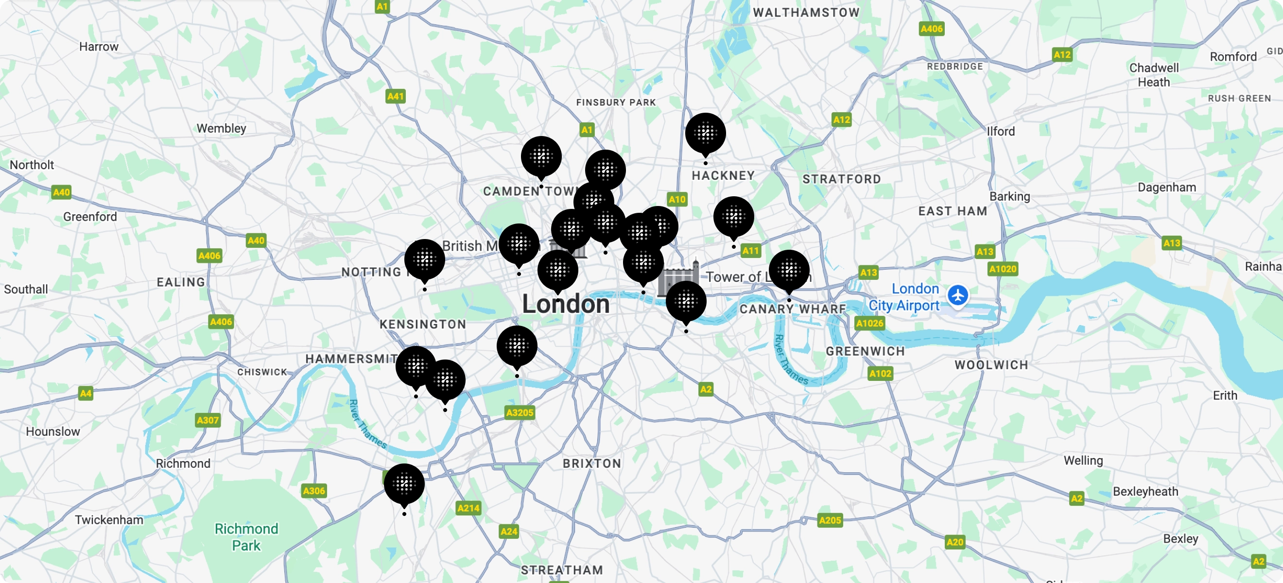 Map of PORT microhubs across London